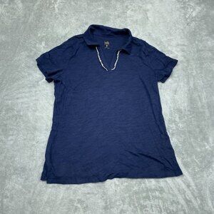 Belle Kim Gravel Womens Navy Collared Shirt Size M Cotton/Modal Blend a0362